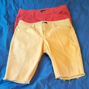 Ann Taylor Women's Bermuda Denim Shorts - Bright Orange and Yellow - Sz 8 Curvy